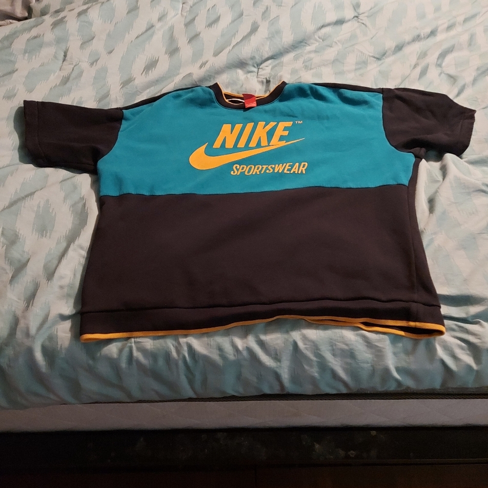 Nike Crew Archive Men's 2XL Short‎ Sleeve Sweatshirt Black Blue.